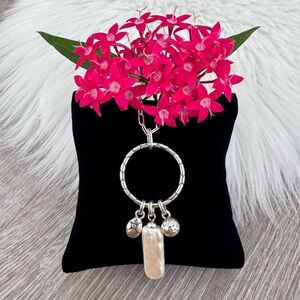 🌺BRIGHTON Pebble Pearl Charm Ring Adjustable Necklace